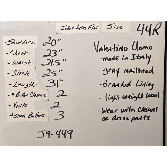 Valentino Uomo 44R Gray Nailhead Lightweight Blazer Sport Coat Jacket Note - Picture 9 of 14